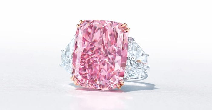 a large pink diamond on a white background.