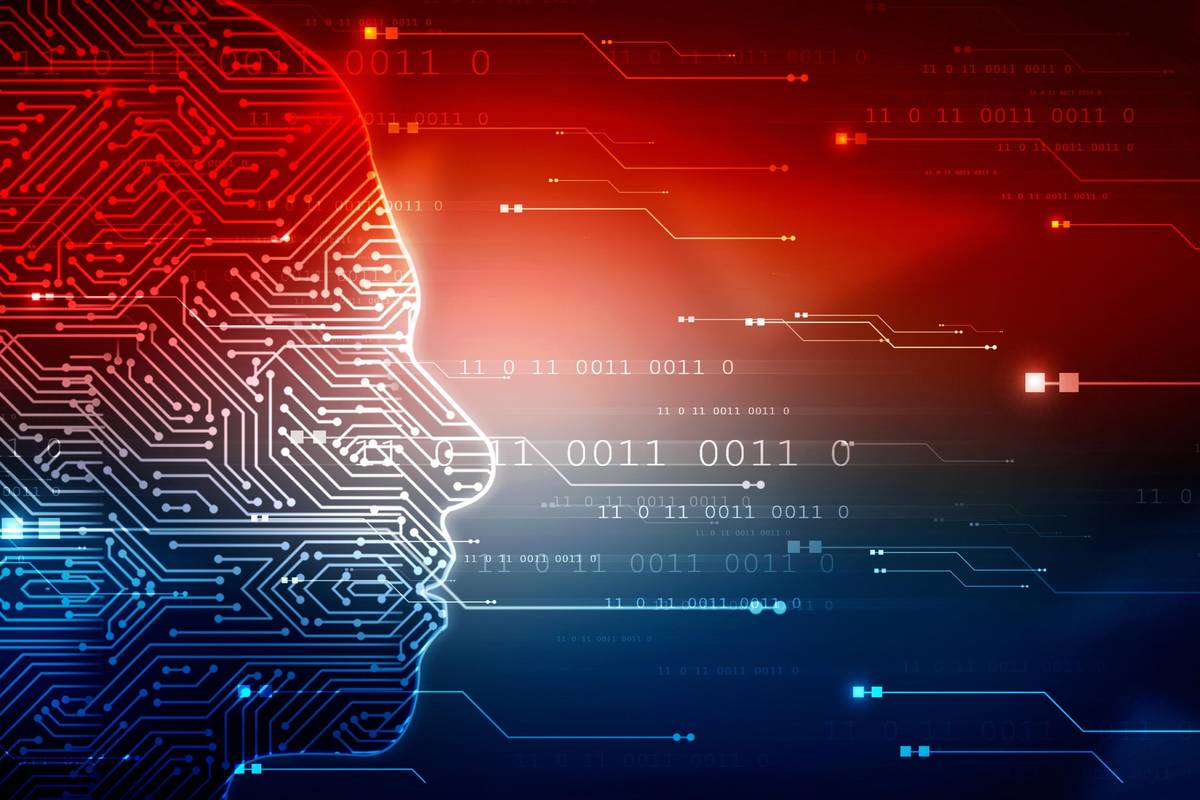 2d artificial intelligence illustration with binary code in the background