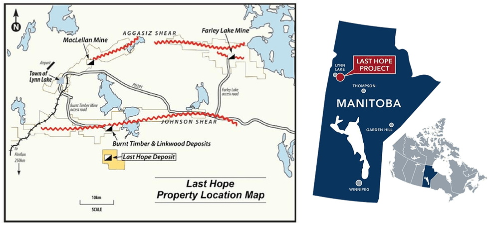55 North Mining's Last Hope Property Location Map
