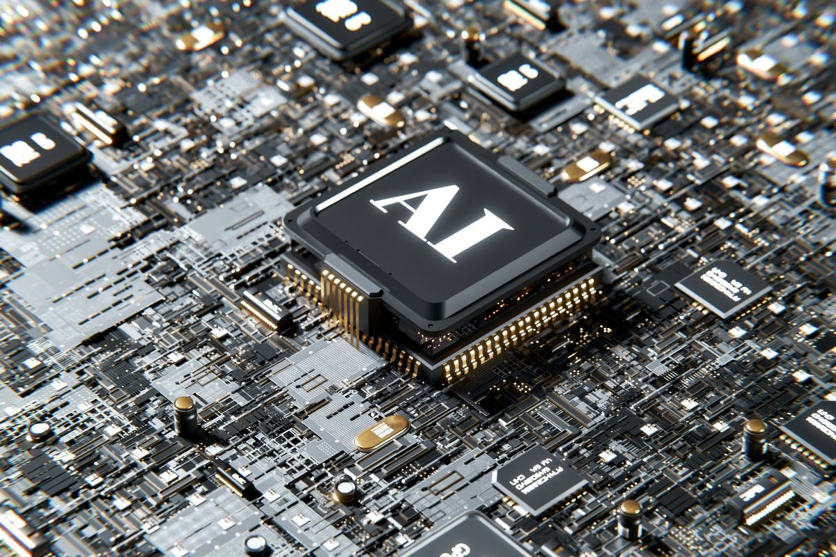 A computer chip with the letters "AI" on top of it.