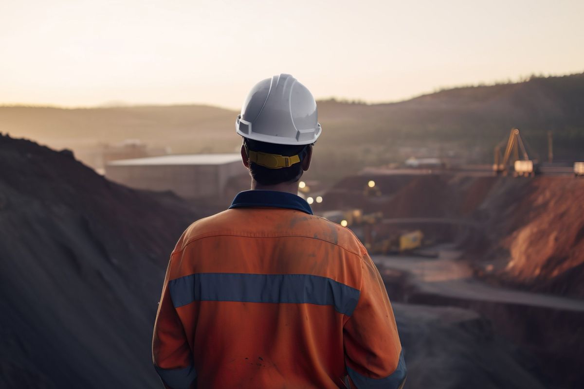 A miner looking at a critical minerals site.
