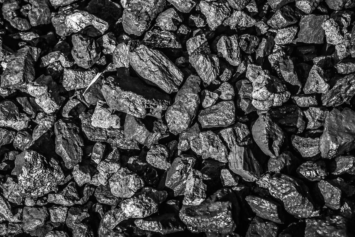 A pile of shiny, rough, black coal pieces fills the frame.