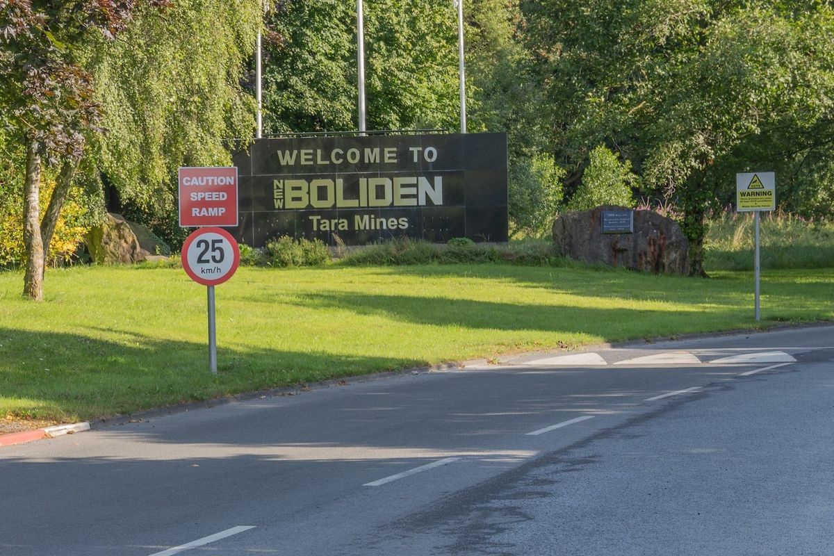 A sign welcoming visitors to Boliden's Tara mine in Ireland. 