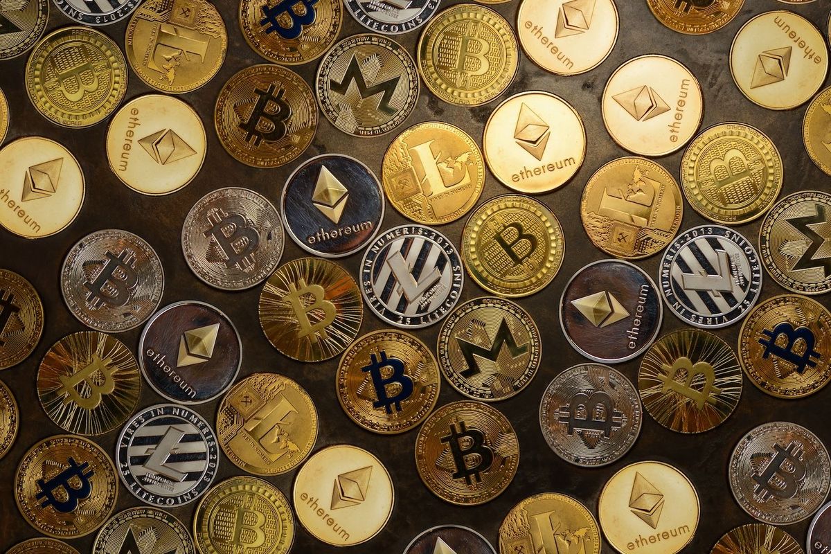 A variety of crypto coins.