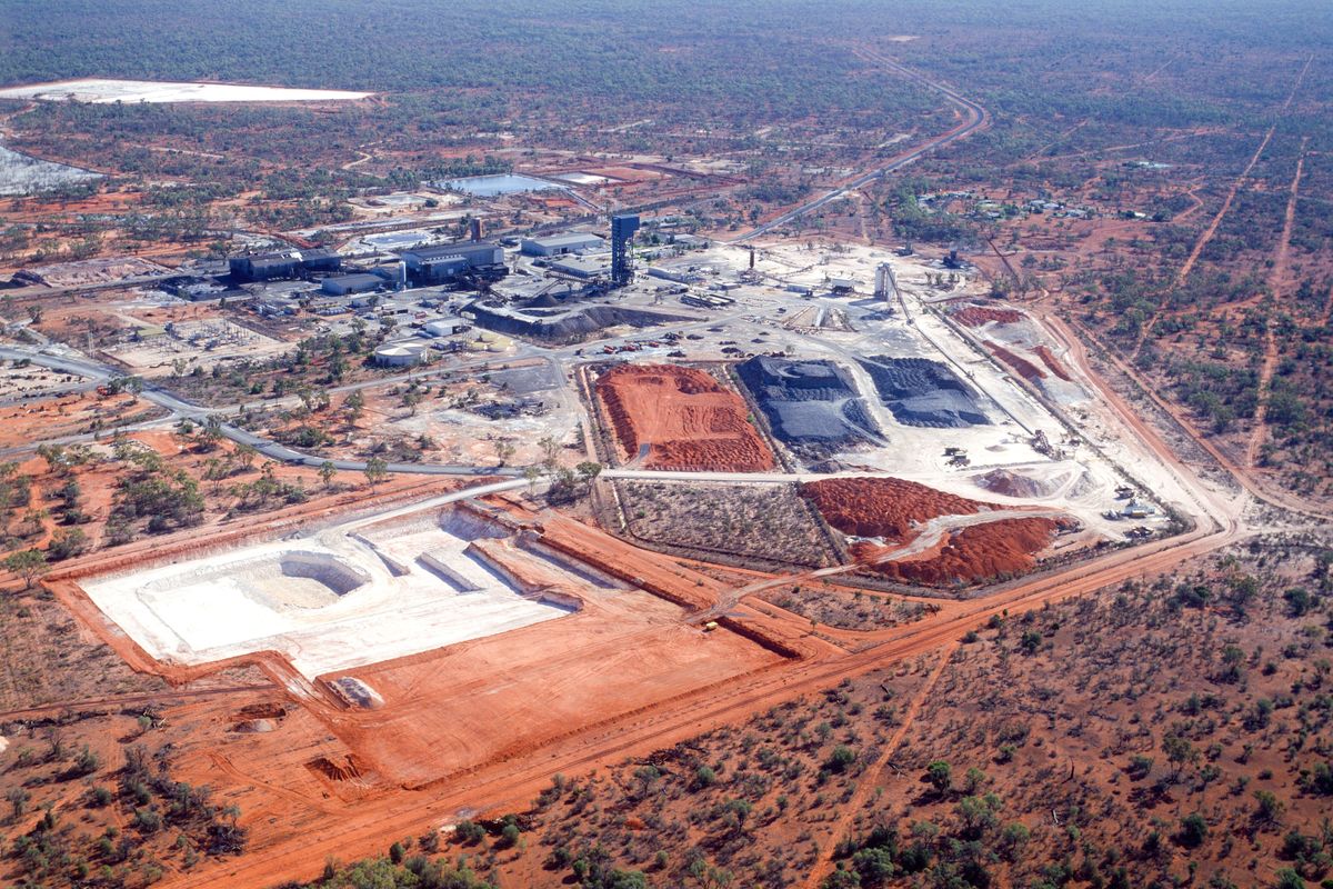 Aerial view of copper mine in Cobar, New South Wales.