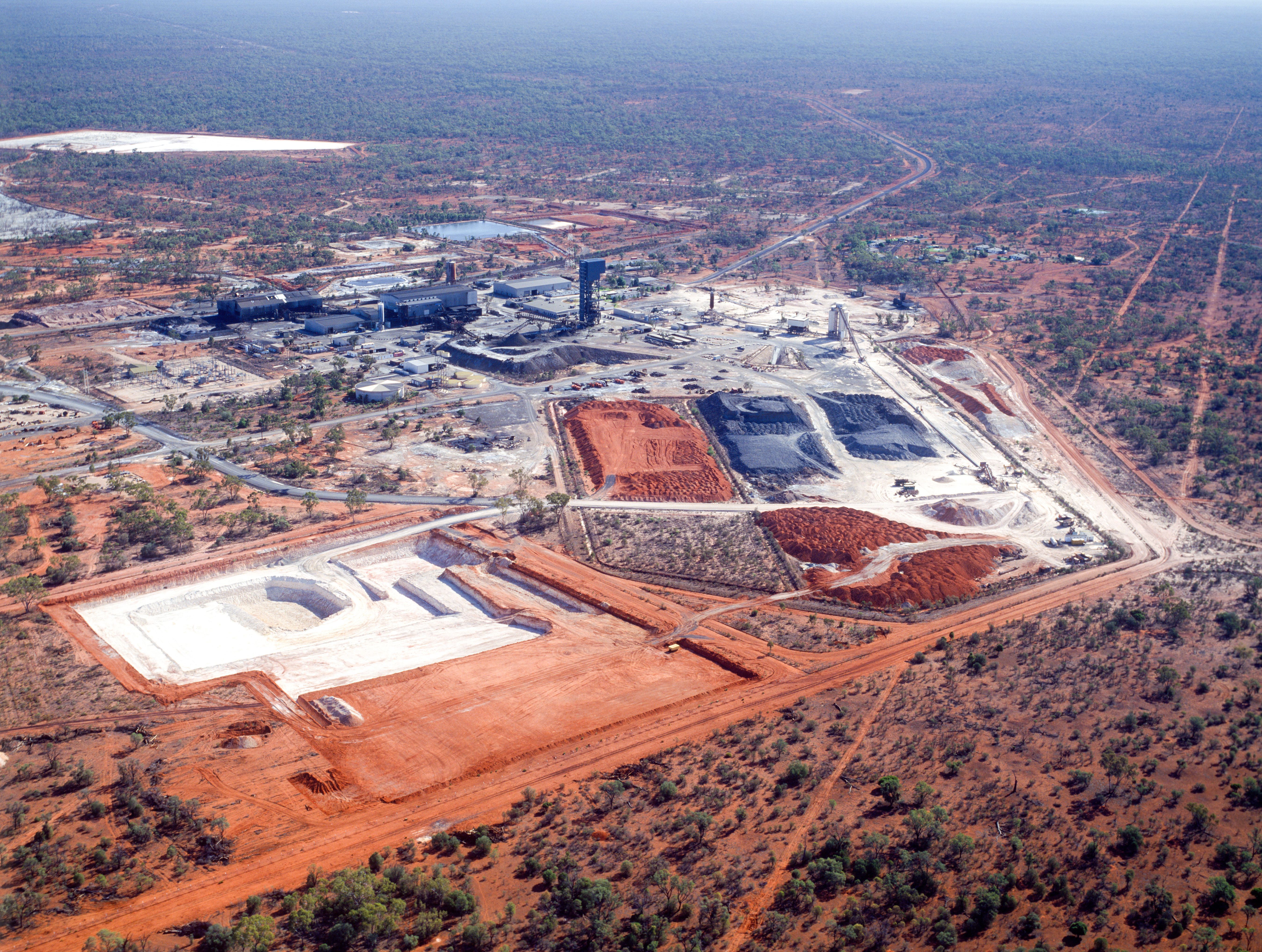 Aerial view of copper mine in Cobar, New South Wales.