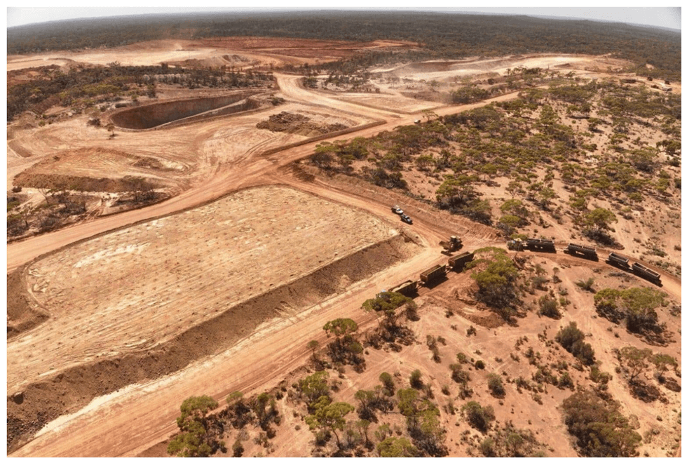 Aerial view of Maritana Minerals' Boorara gold project mining site.