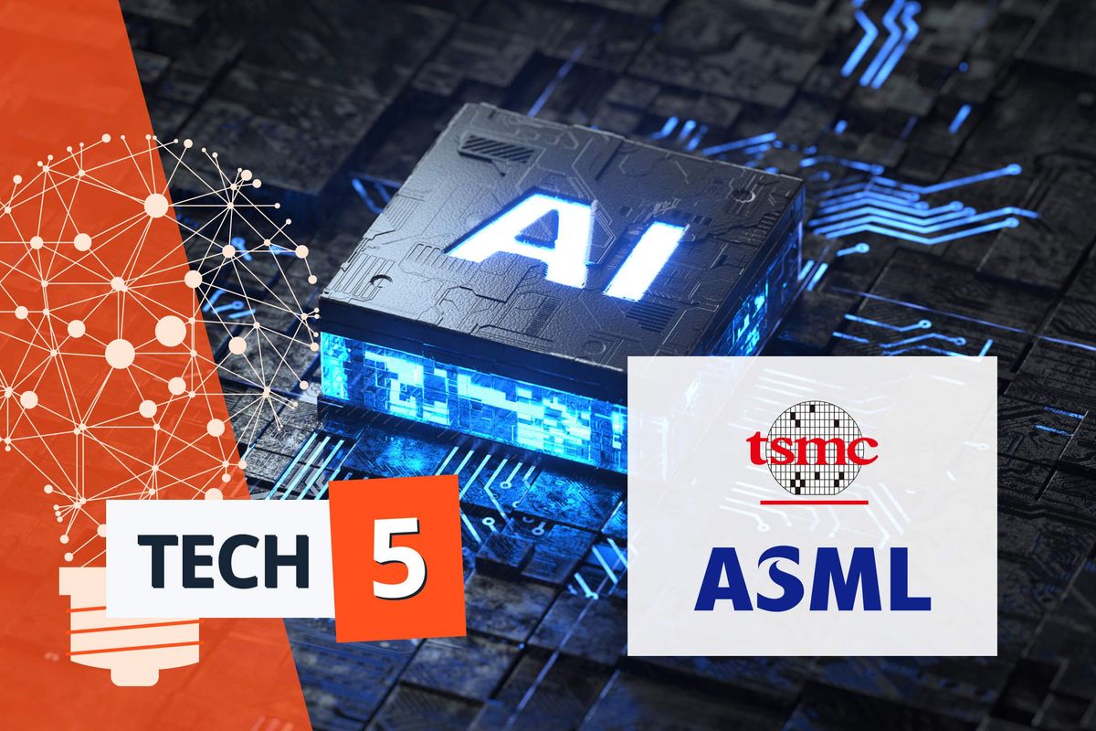 AI chip with TSMC and ASML logos.