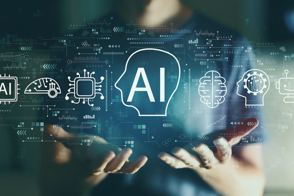 AI imagery superimposed over man.