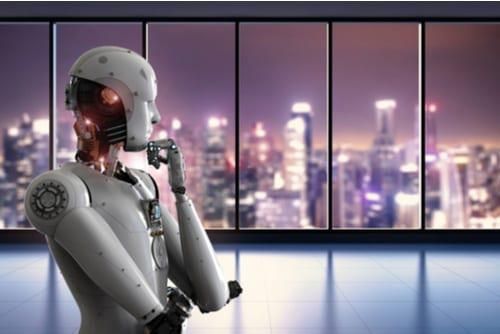 AI robot pondering human annihilation