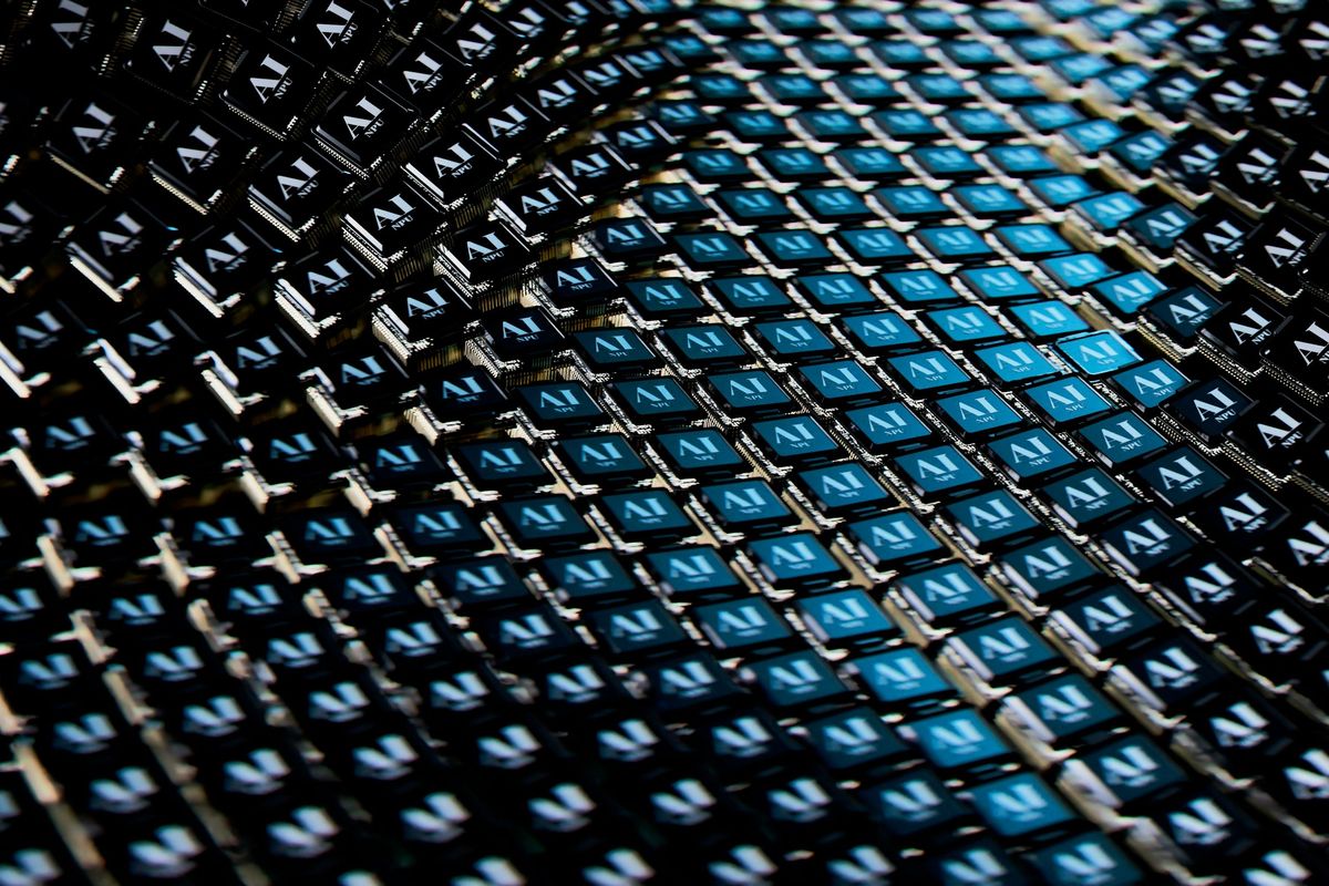 "AI" written on hundreds of small cubes.