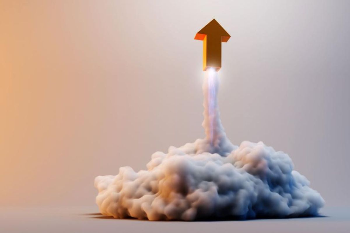 an arrow rocketing into the sky