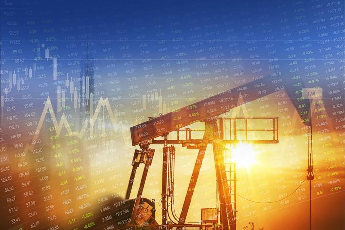 an oil jack superimposed on a stock chart