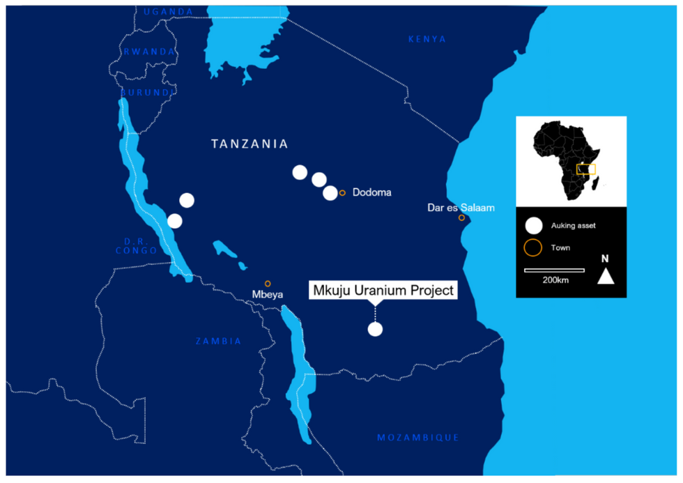 Auking Mining's Mkuju project location