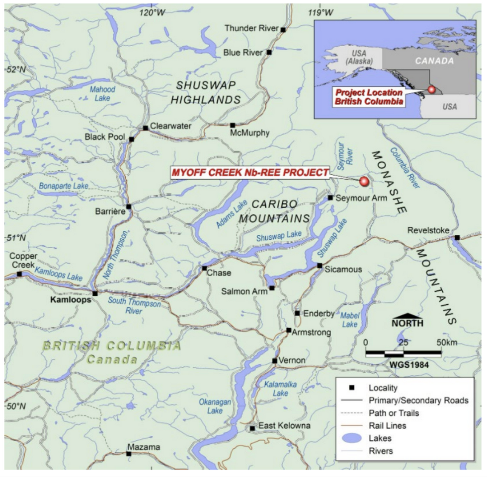 AuKing Mining's Myoff Creek niobium-REE project (British Columbia, Canada)