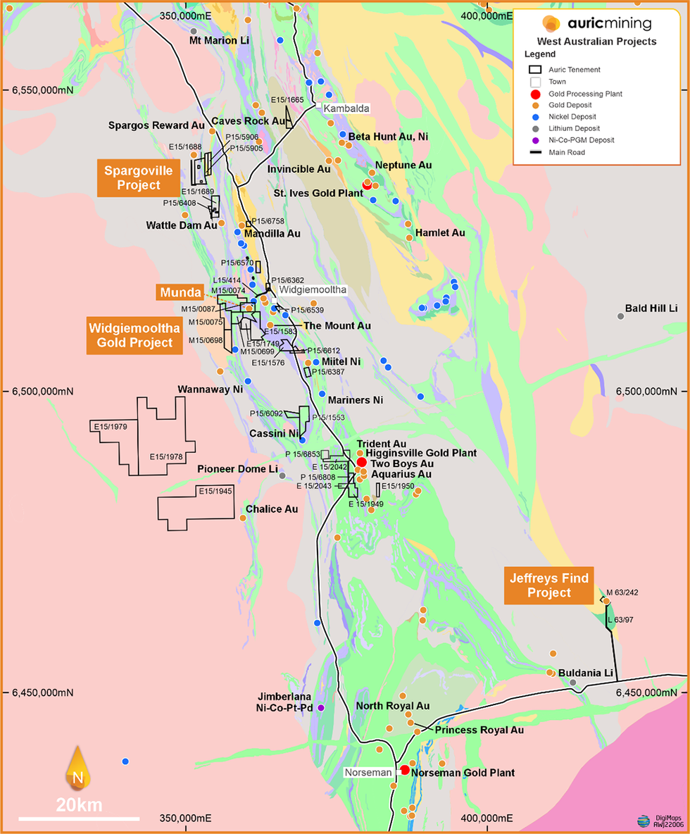 Auric Mining's tenements at The Spargoville Project.