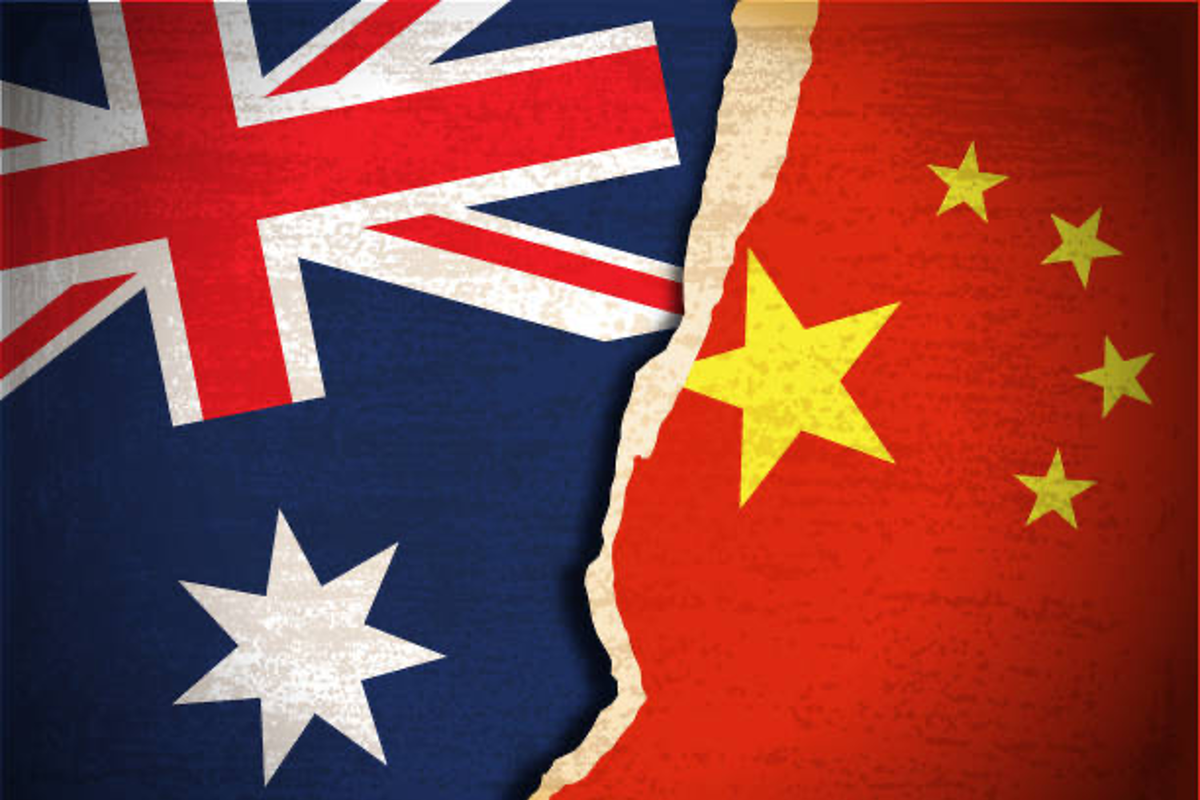 australia and china flags side by side.