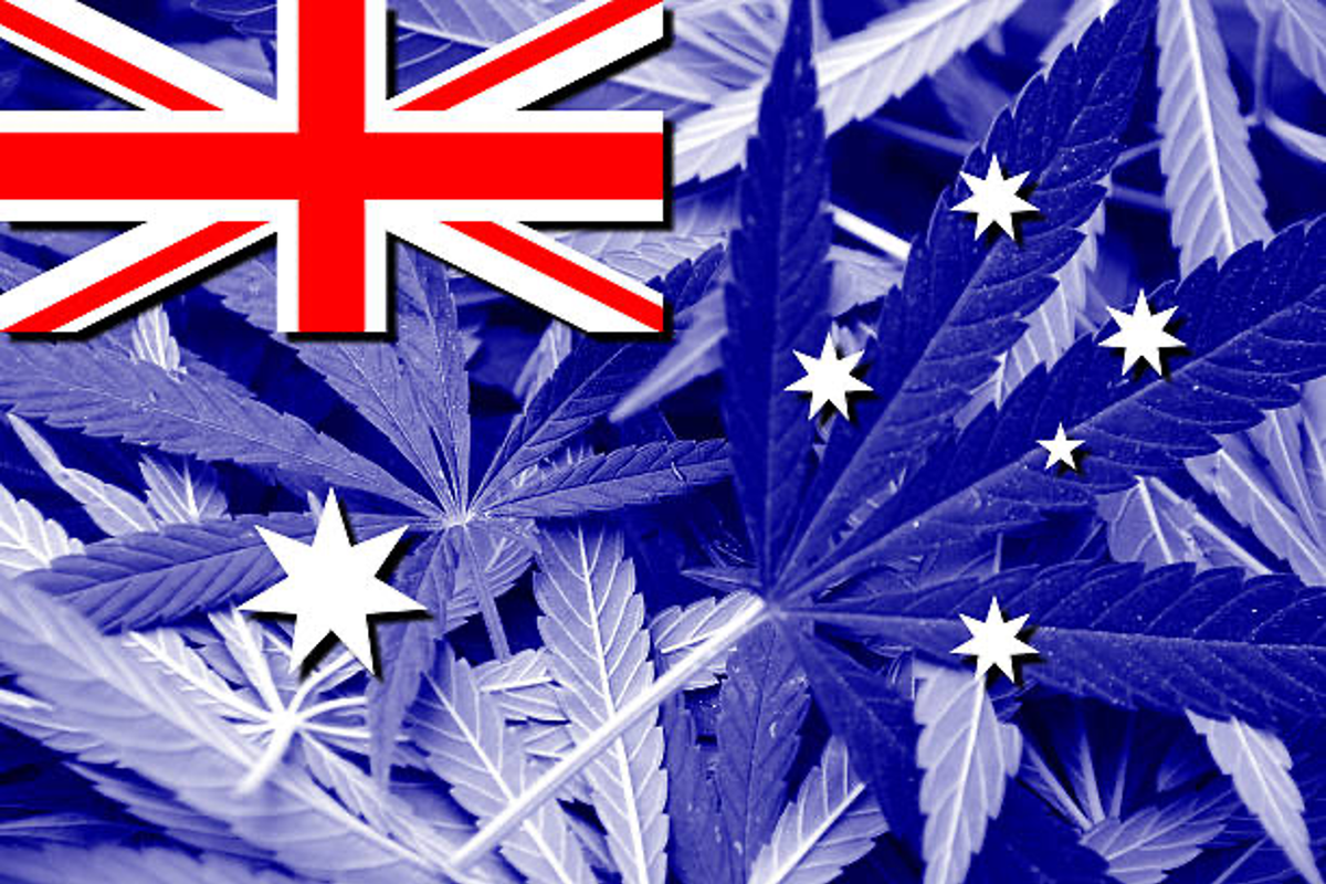 Australia flag and cannabis.
