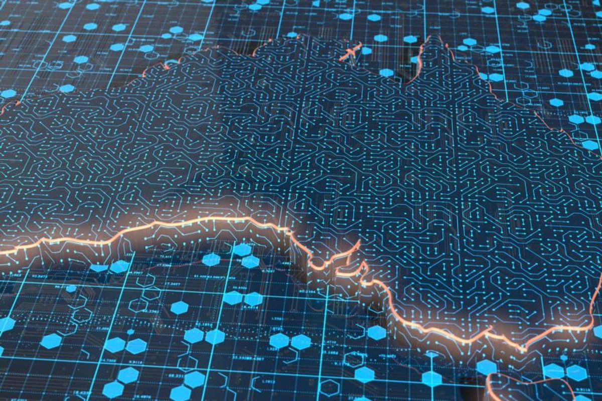 Australia map created using circuitboard imagery.