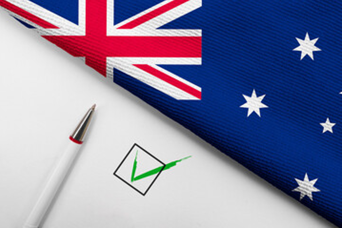 Australian flag with check box.