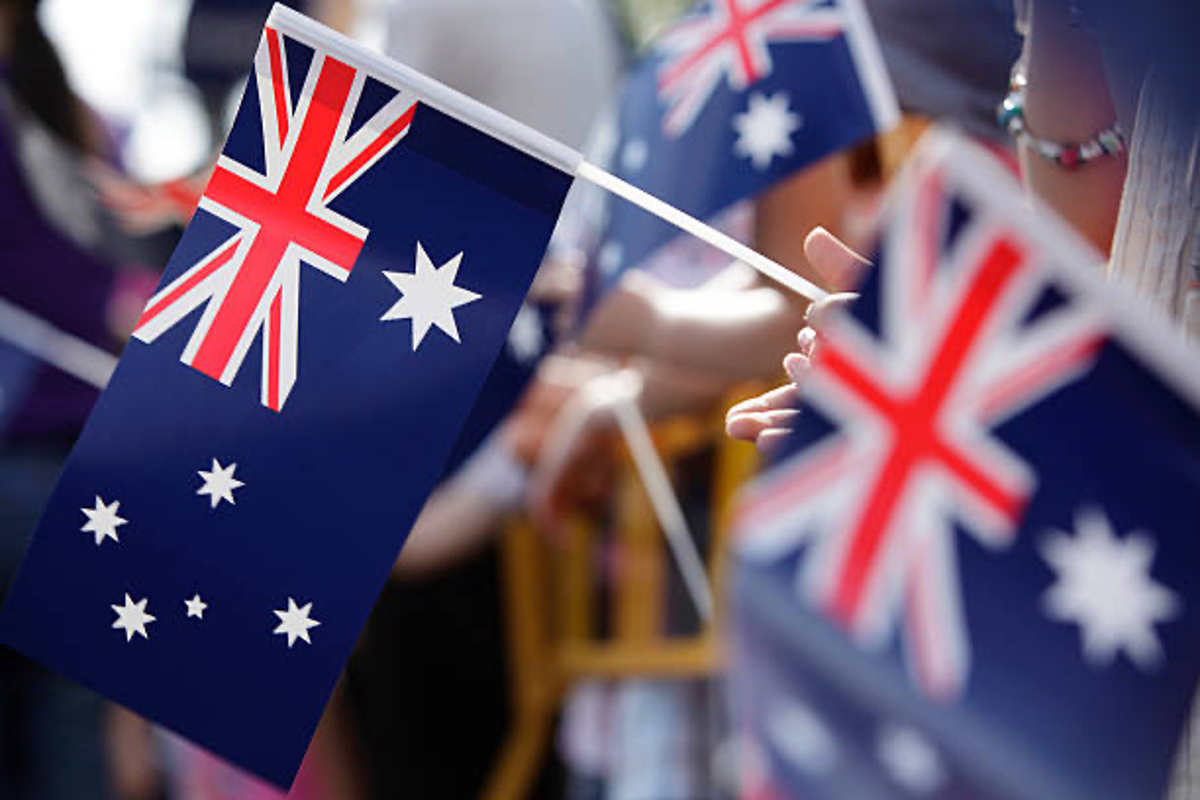 Australian flags at event.