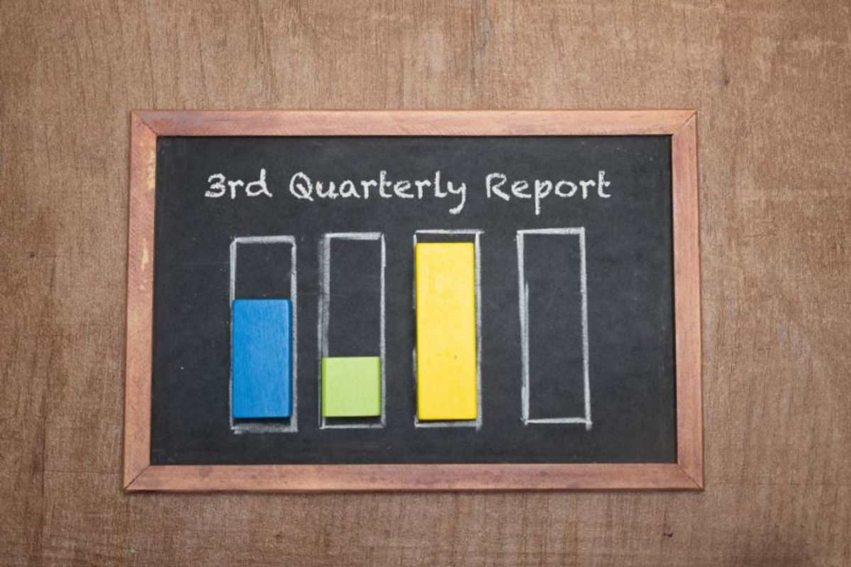 bar graphs with words "3rd quarterly report"