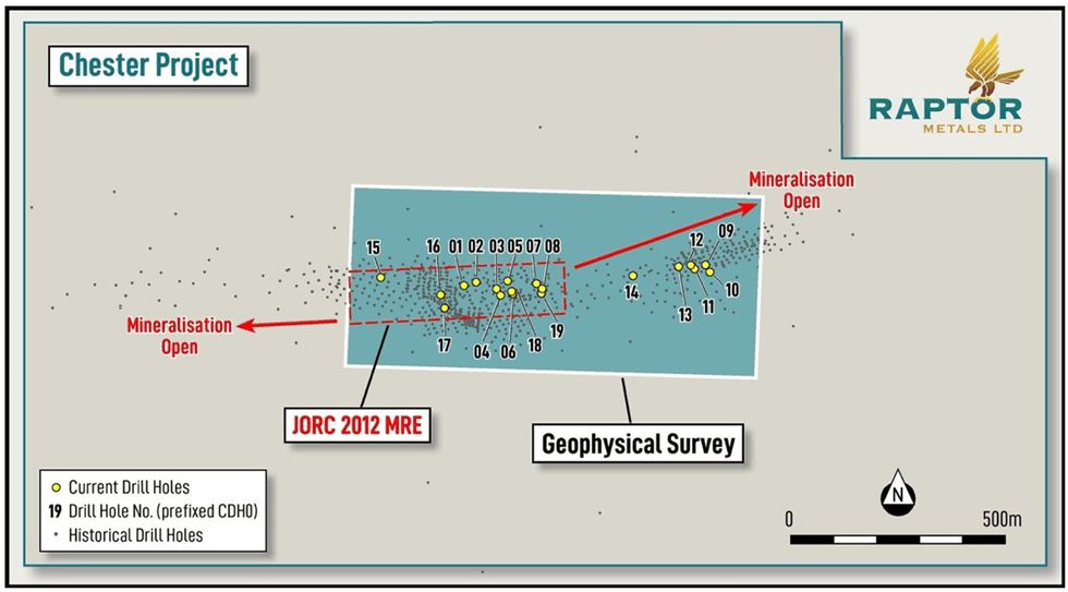 BHEM drill hole collars and loop locations