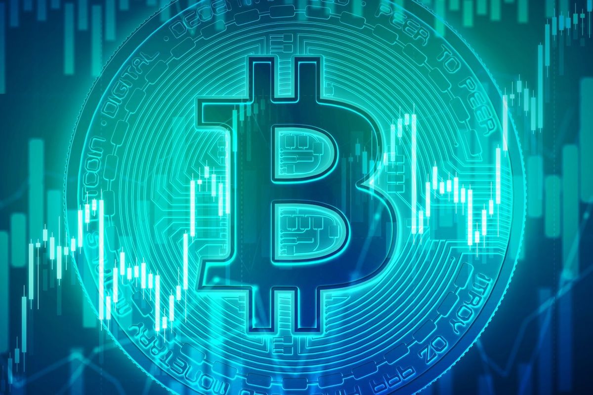 Bitcoin on top of stock chart.