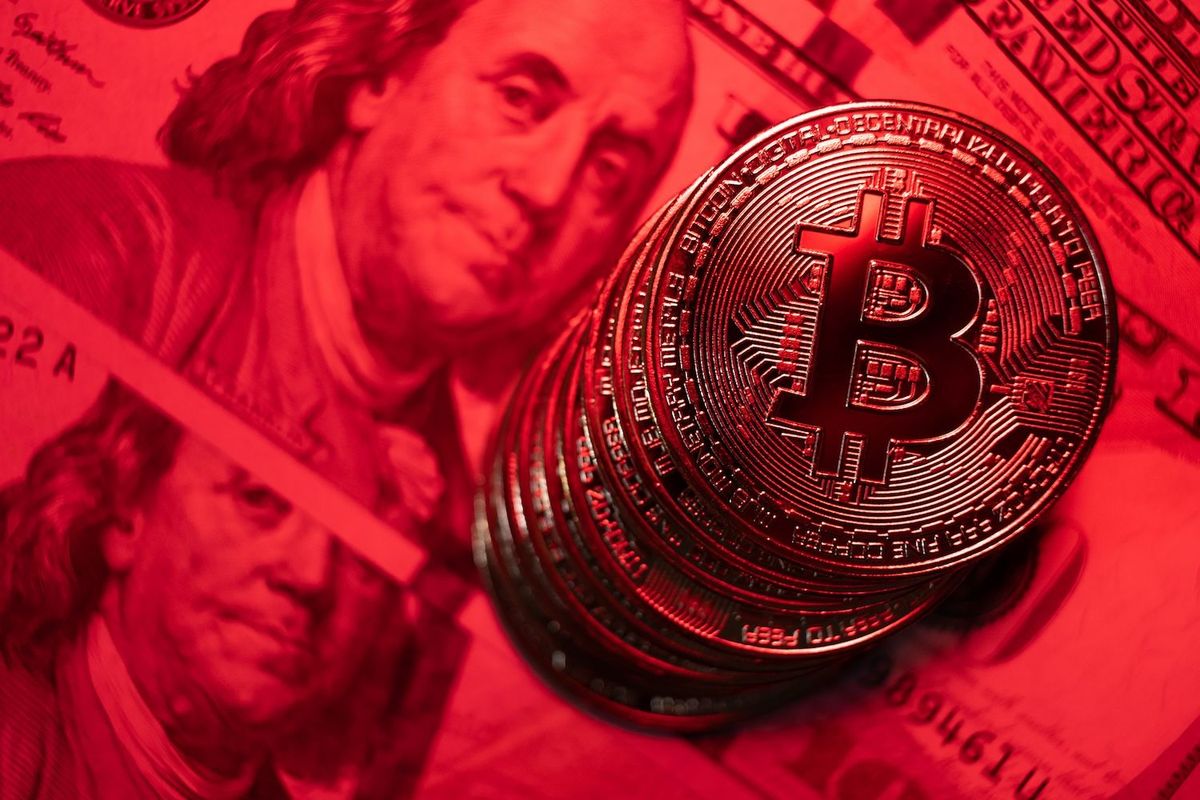Bitcoins on top of US money.