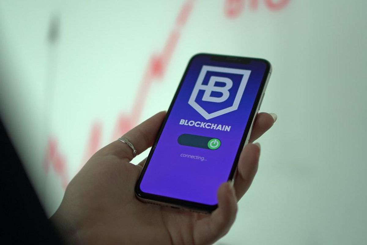 blockchain graphic on a smartphone