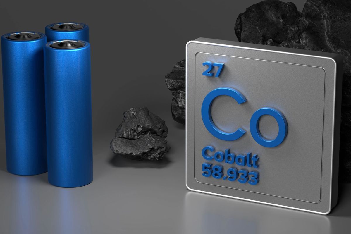Blue batteries and cobalt periodic symbol.