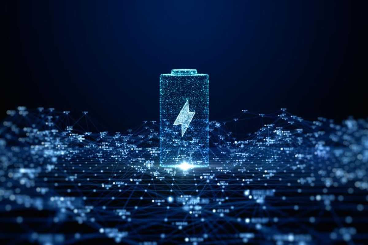 blue battery with lightning bolt