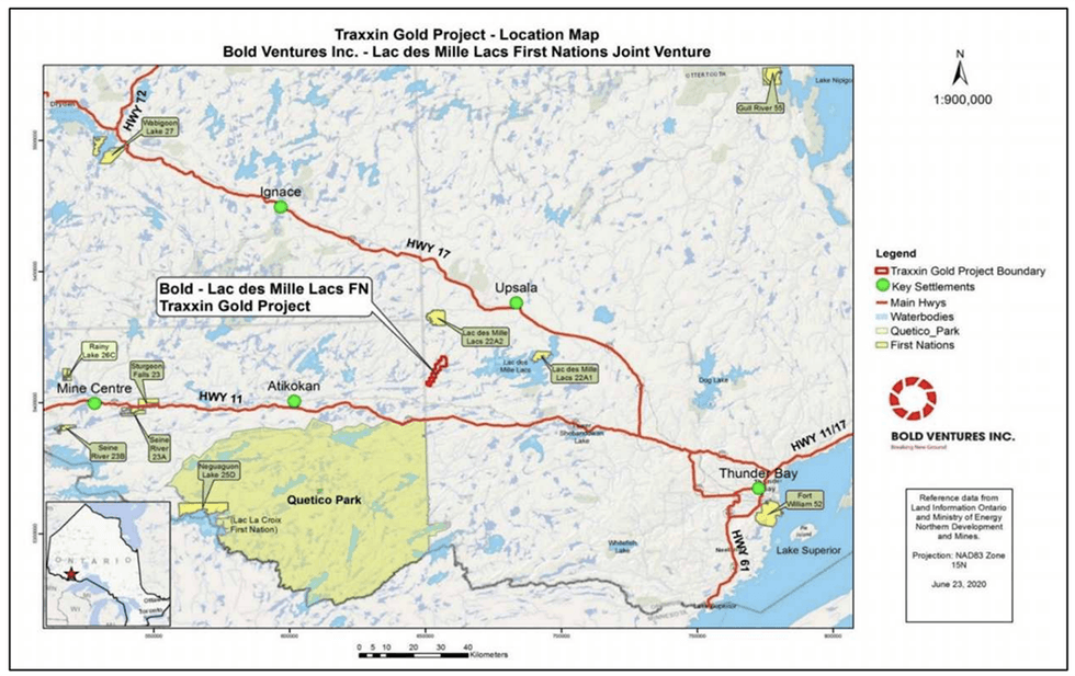 Bold Ventures' Traxxin Gold Project