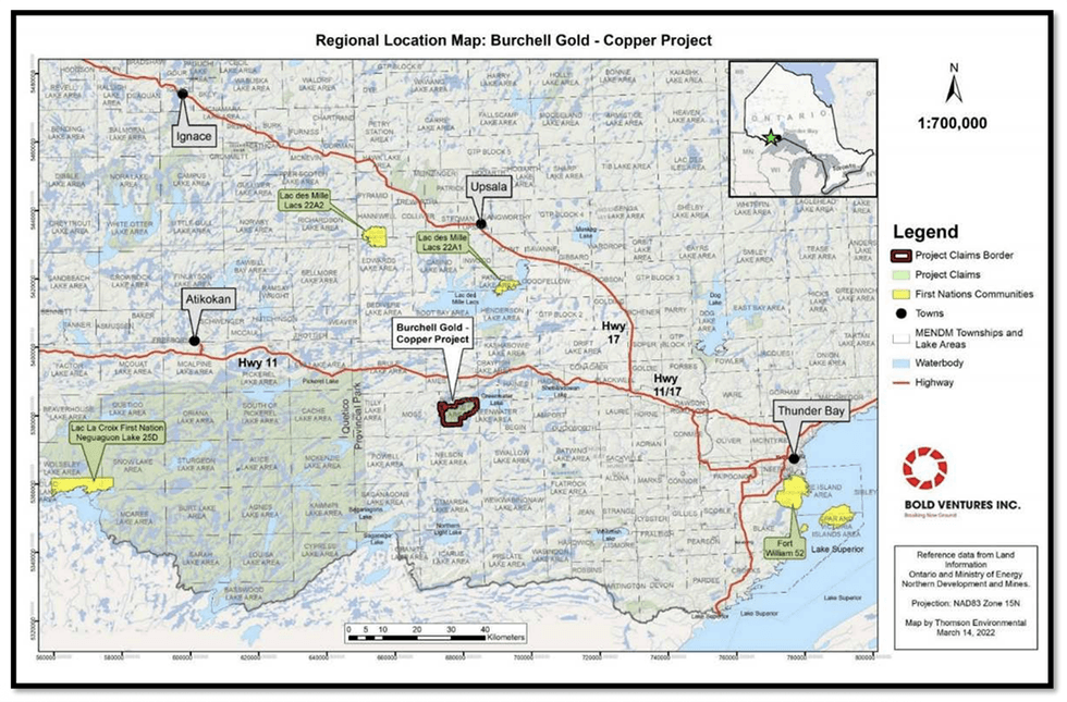 Bold Ventures' \u200bBurchell Gold and Battery Metals Project