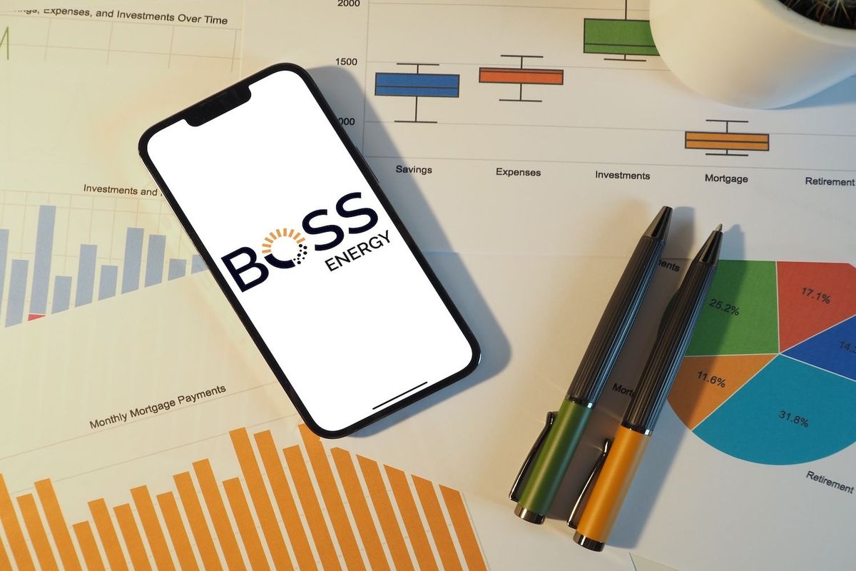 Boss Energy logo on smartphone.