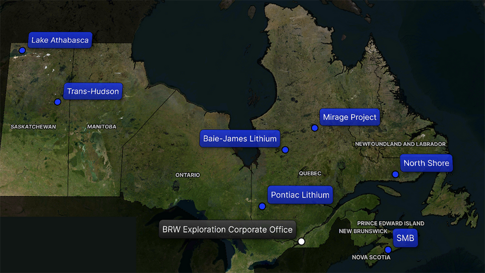 Brunswick Exploration project locations