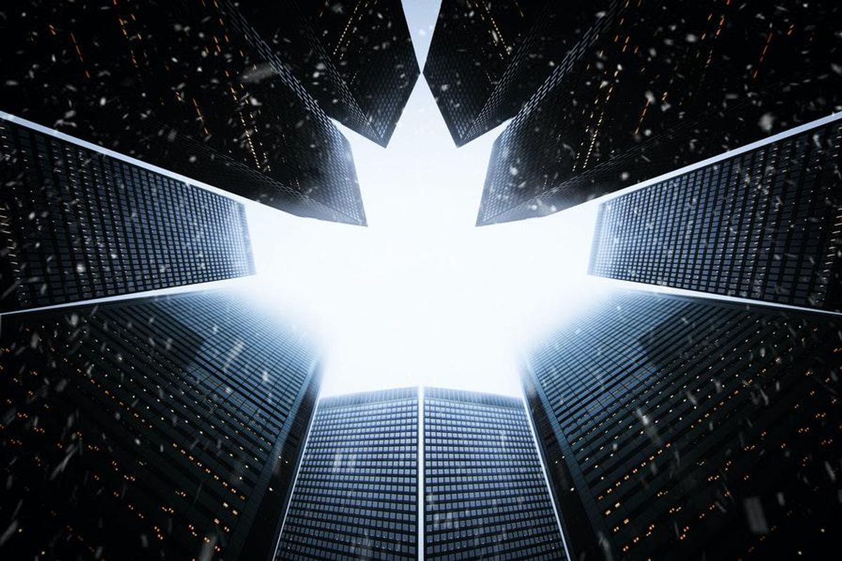 buildings forming maple leaf