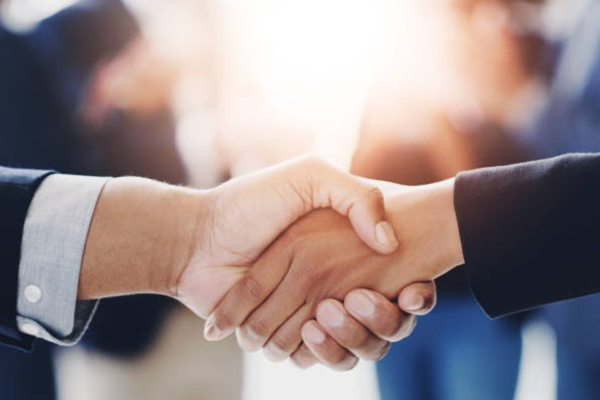 Business handshake.