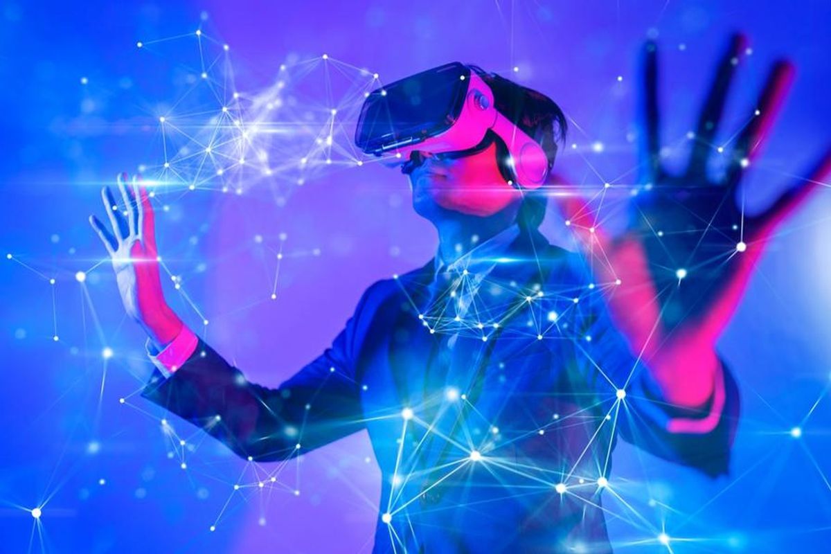business person using VR googles
