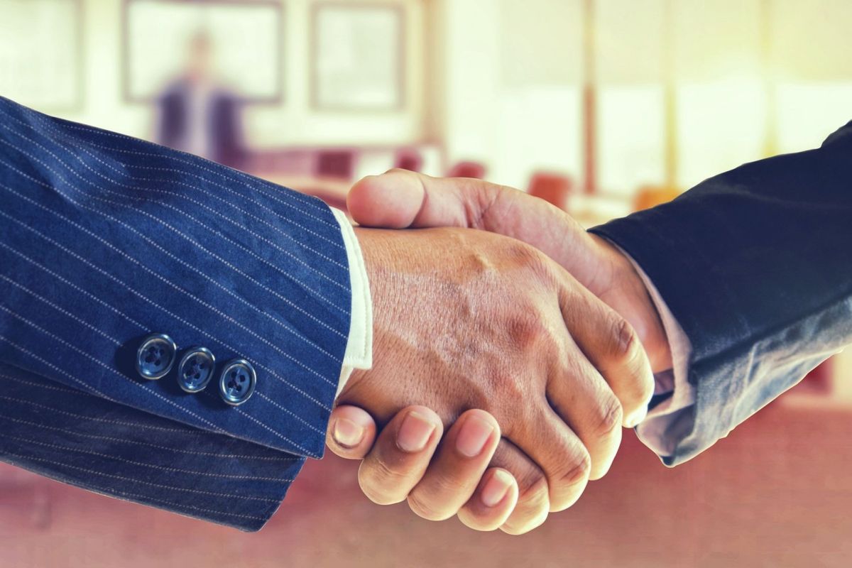 Businessmen shaking hands.