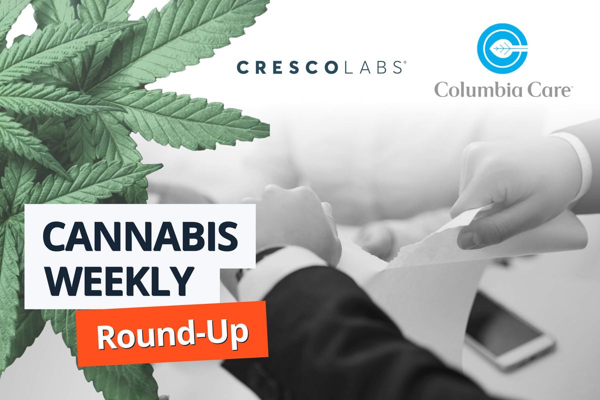 cannabis leaves with cresco labs and columbia care logos