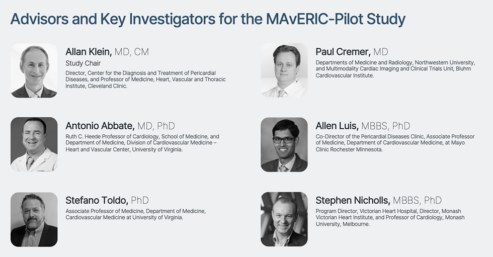 Cardiol Therapeutics' Advisors and Key Investigator for the MAvERIC-Pilot Study