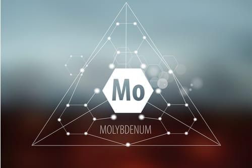 chemical symbol for molybdenum inside a triangle made of white lines