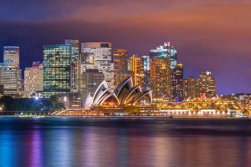city shoreline at night in Sydney, Australia