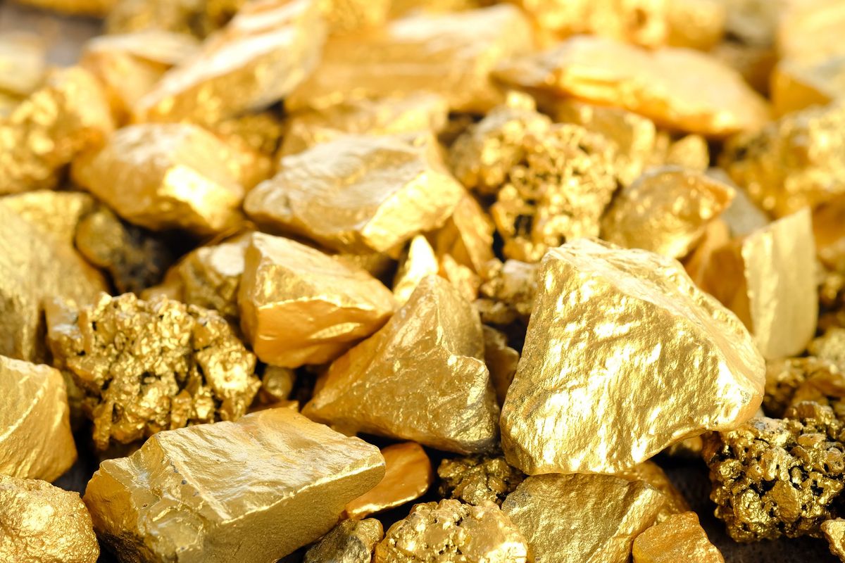 Close up lump of gold mine background texture