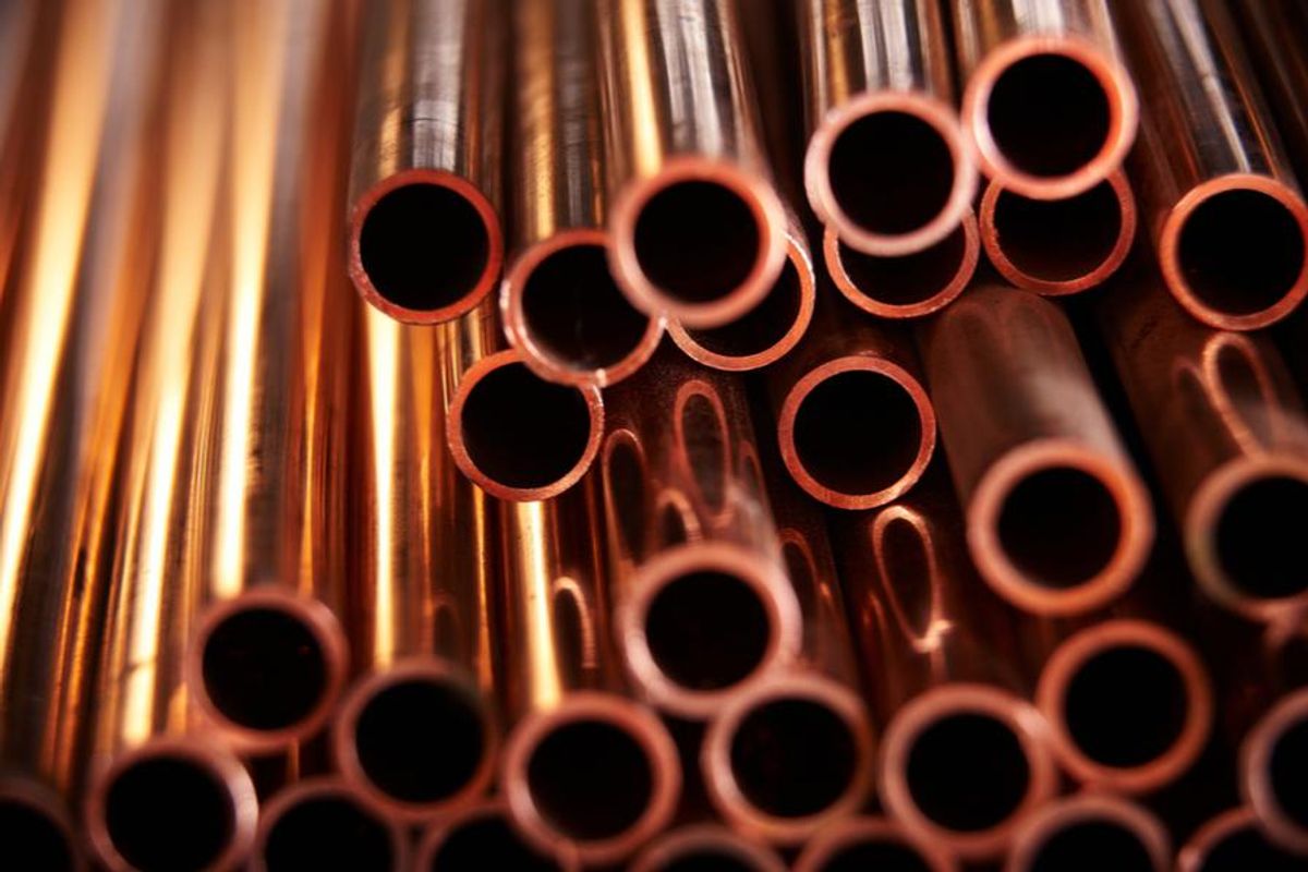close up of copper pipes
