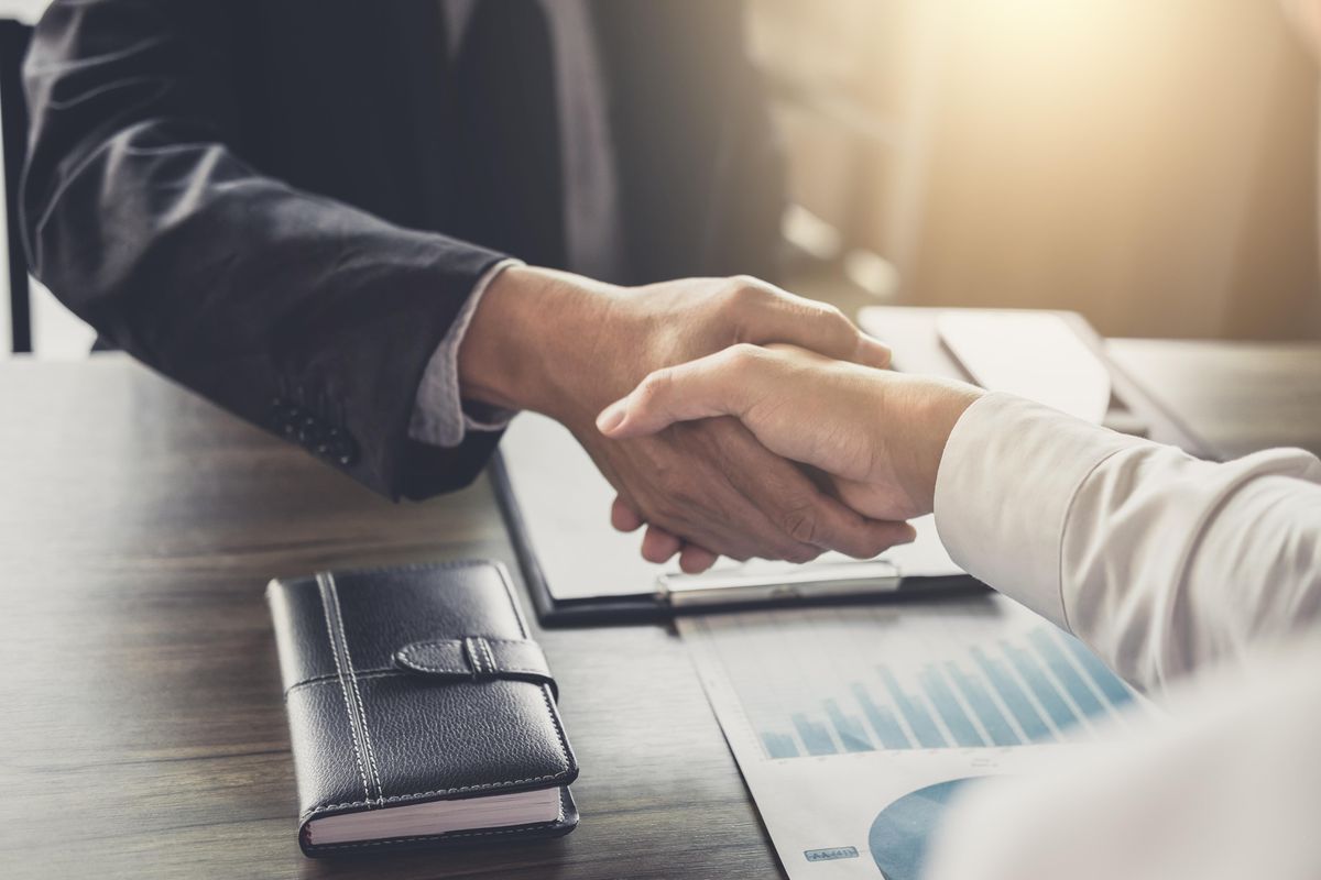 closeup of business handshake