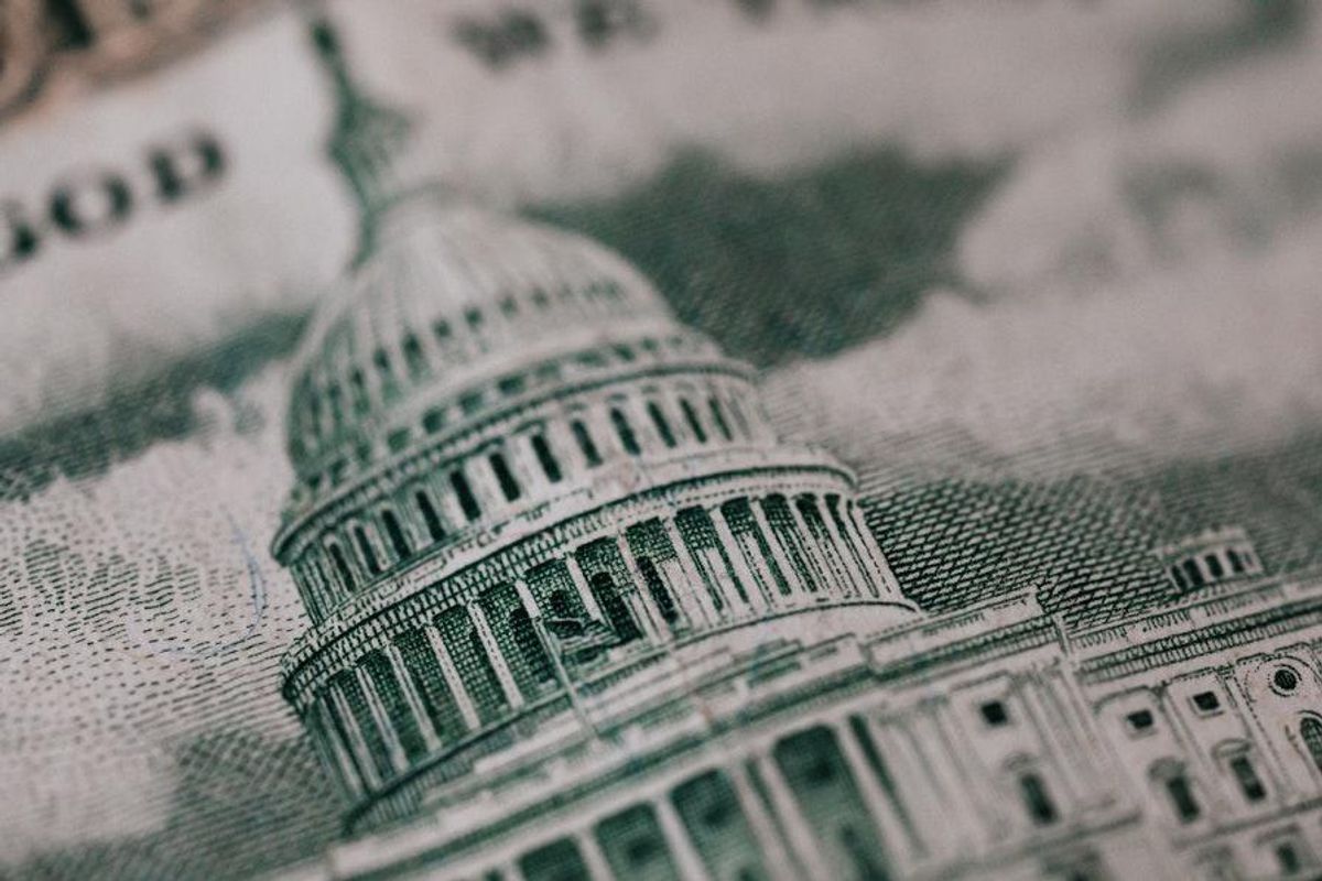 closeup of congress building on dollar bill