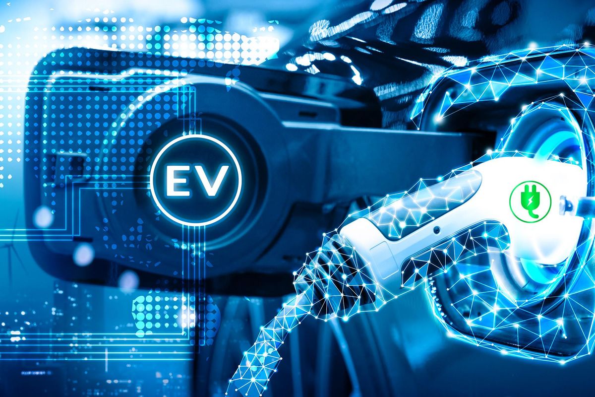 closeup of electric vehicle charger