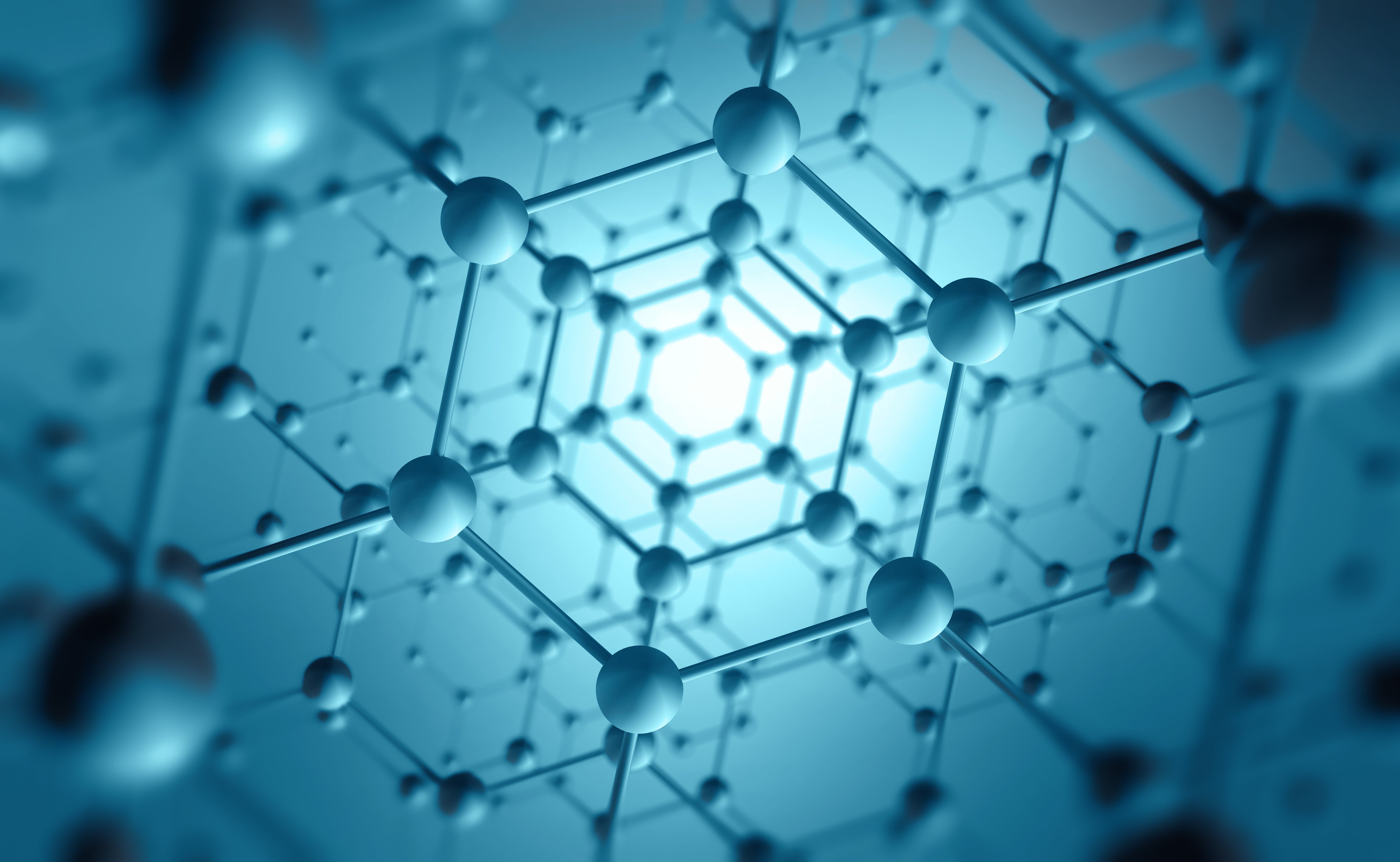 Closeup of graphene molecules.